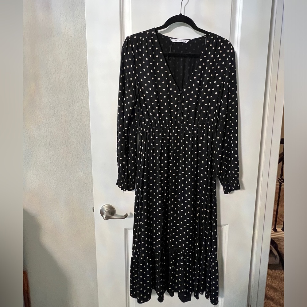 Long sleeve polka dot dress